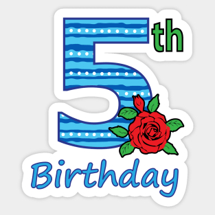 5th Floral - 5th Birthday - Flower - Floral - Birthday Party gift Sticker